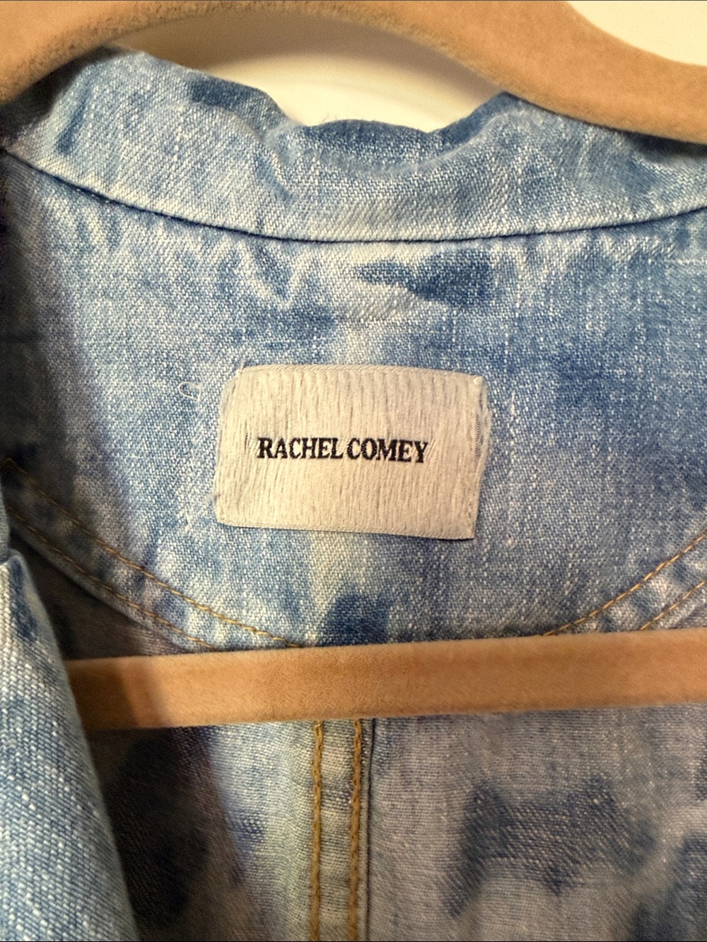 Rachel Comey Customized Blue Tie-Dye Denim Wrap Jumpsuit - Picture 2 of 7